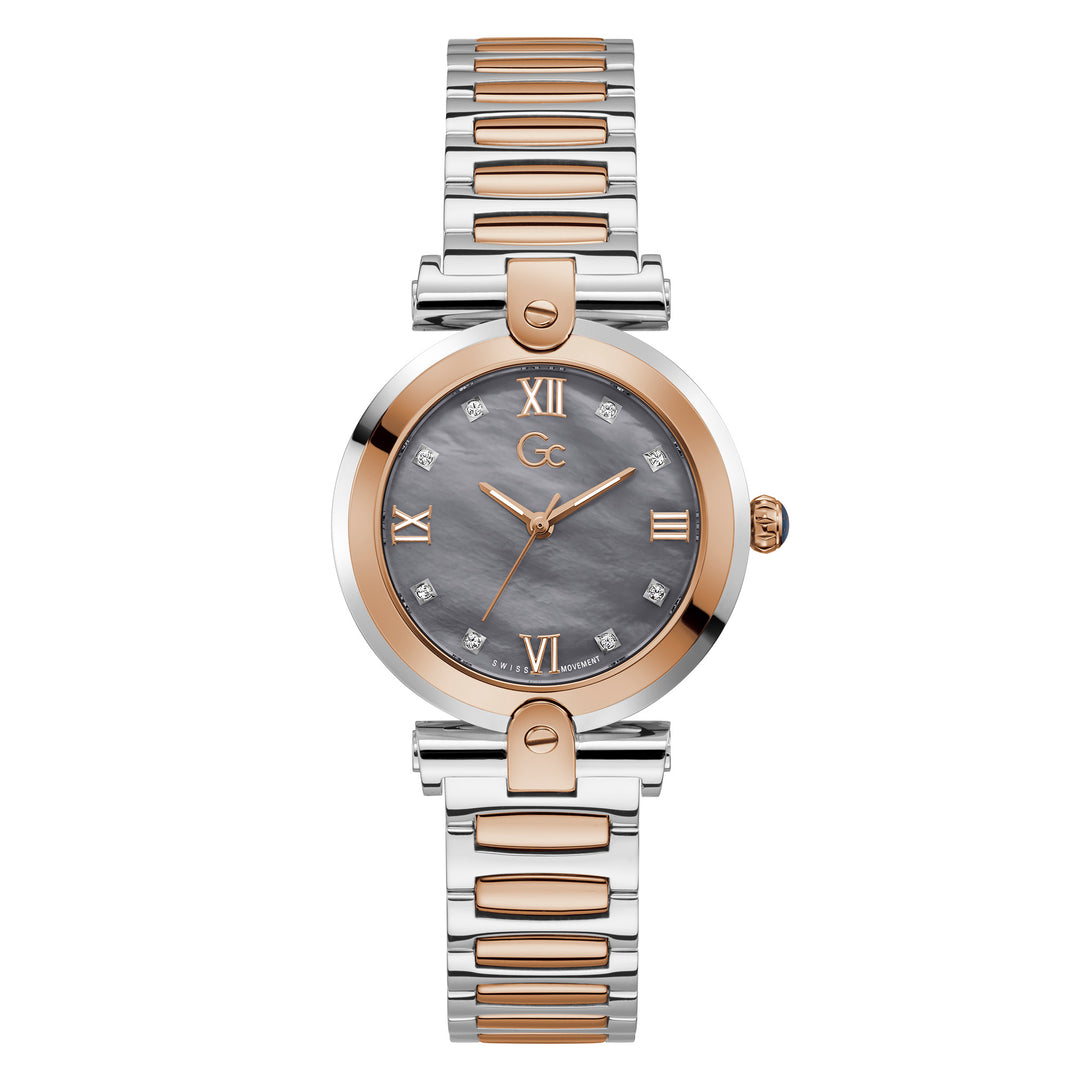 Gc Women's Watch Silver And Rose Gold Case Quartz