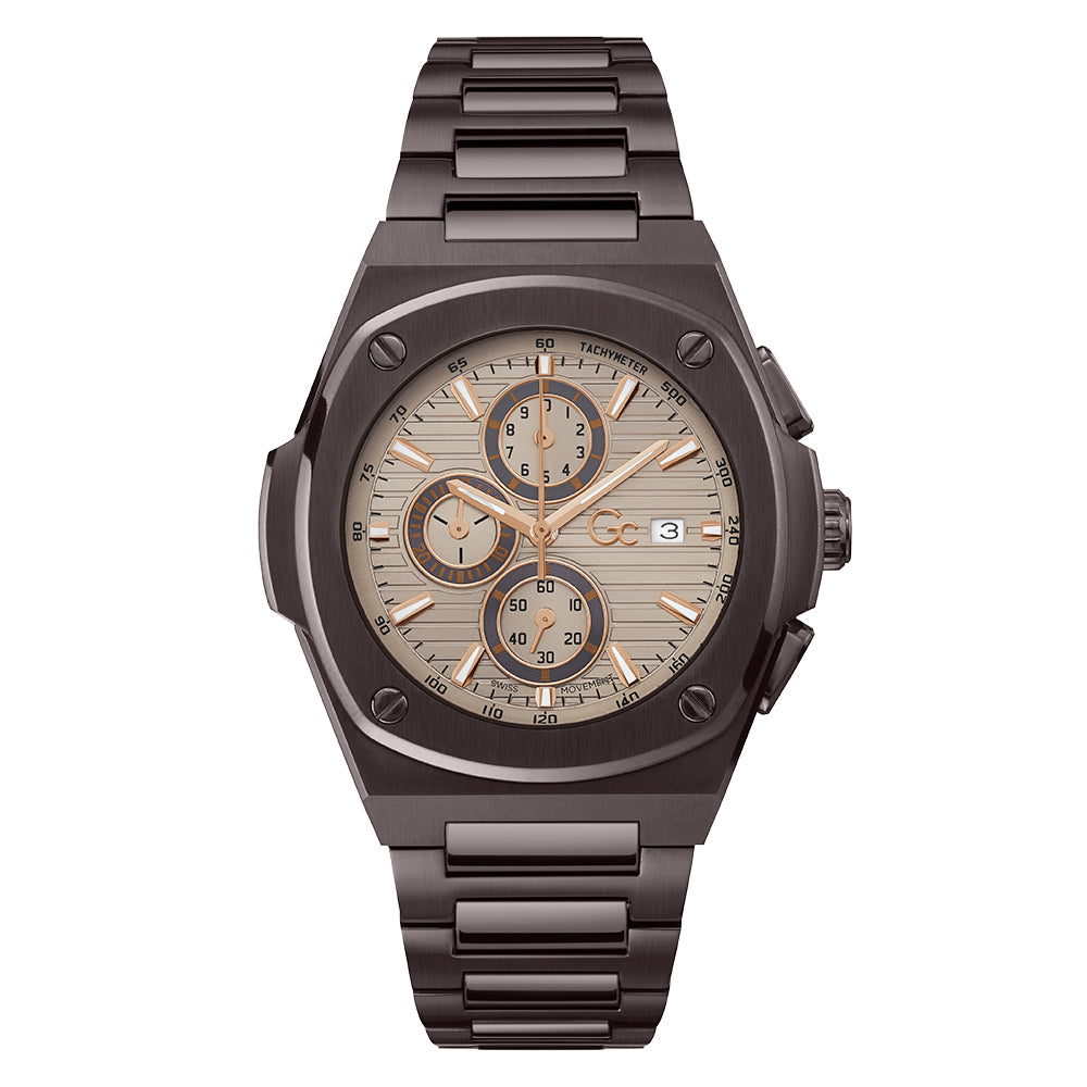 Gc Men's Watch Brown Tone Case Quartz