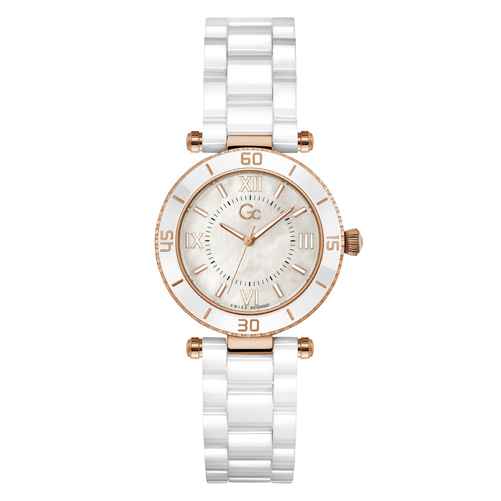 Gc Women's Watch White Tone Case Quartz