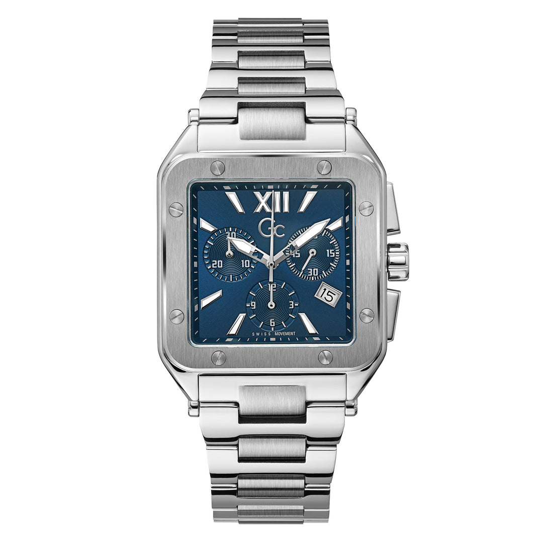 Gc Men's Watch Silver Case Quartz