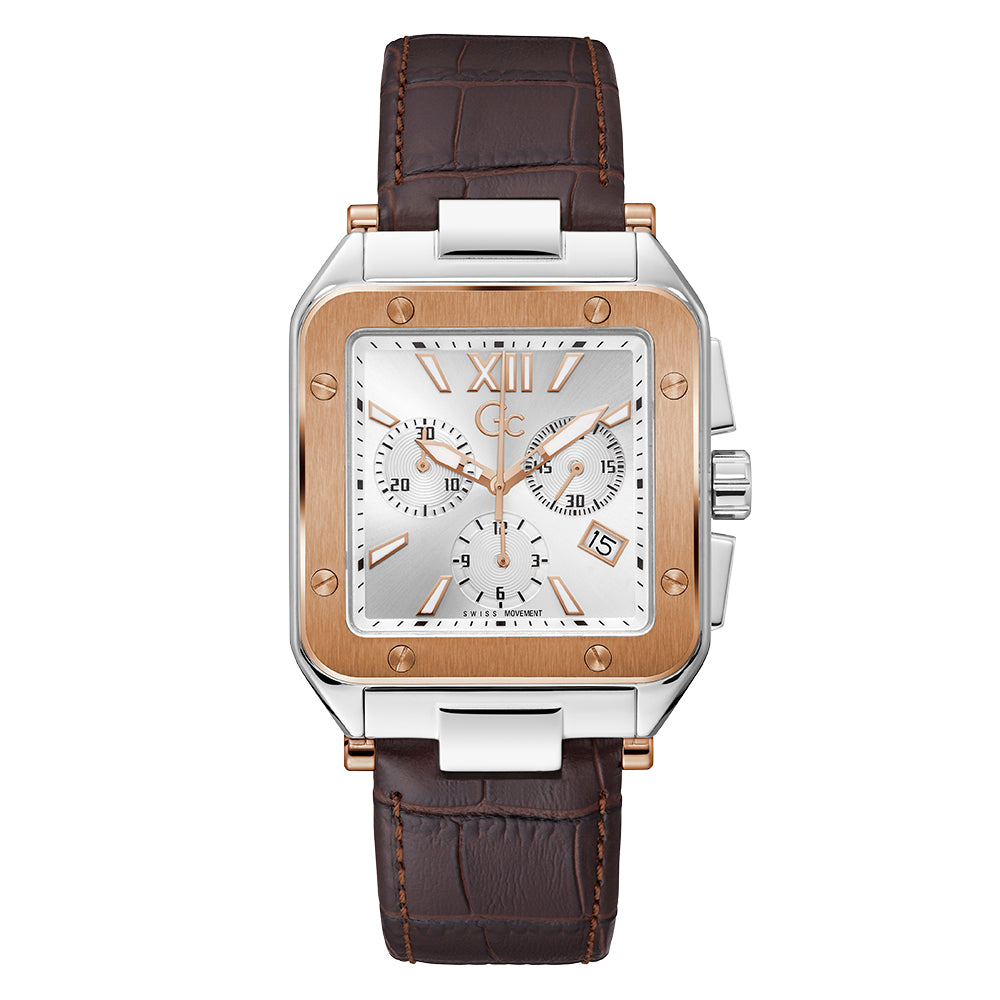 Gc Men's Watch Silver Tone Case Quartz