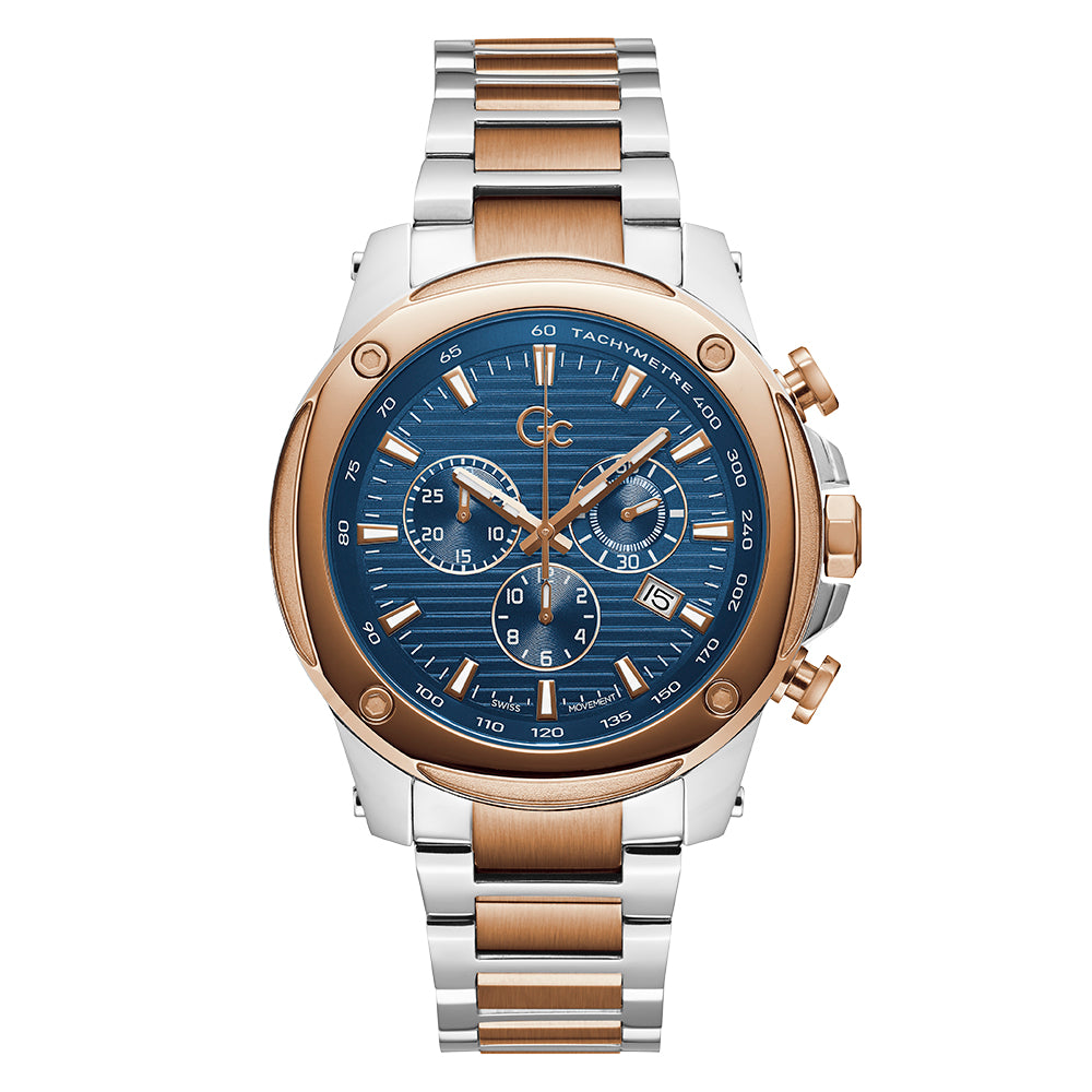 Gc Men's Watch Rose Gold Tone Case Quartz