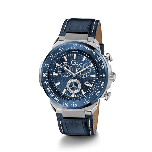 Gc Men's Watch Silver & Blue Tone Case Quartz
