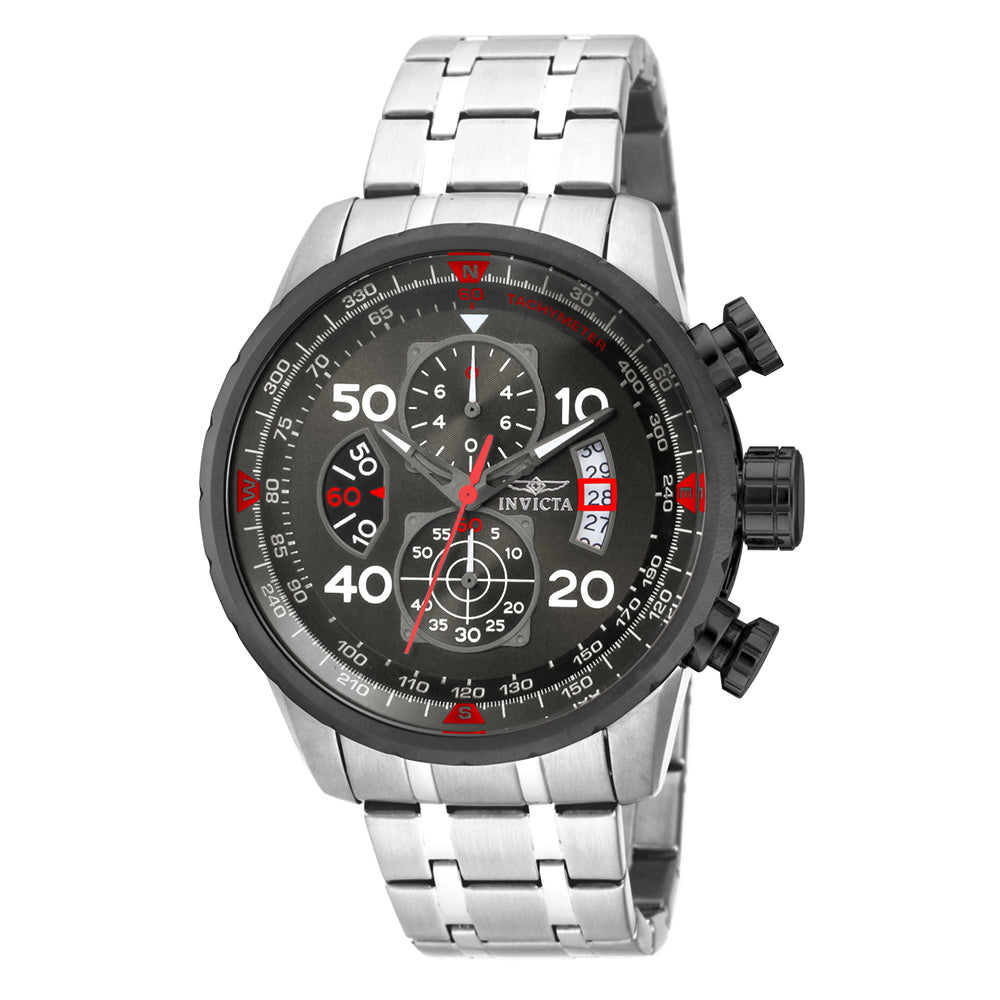 INVICTA Aviator Men's 48mm Stainless Steel Gunmetal + Steel Gunmetal dial VD57 Quartz