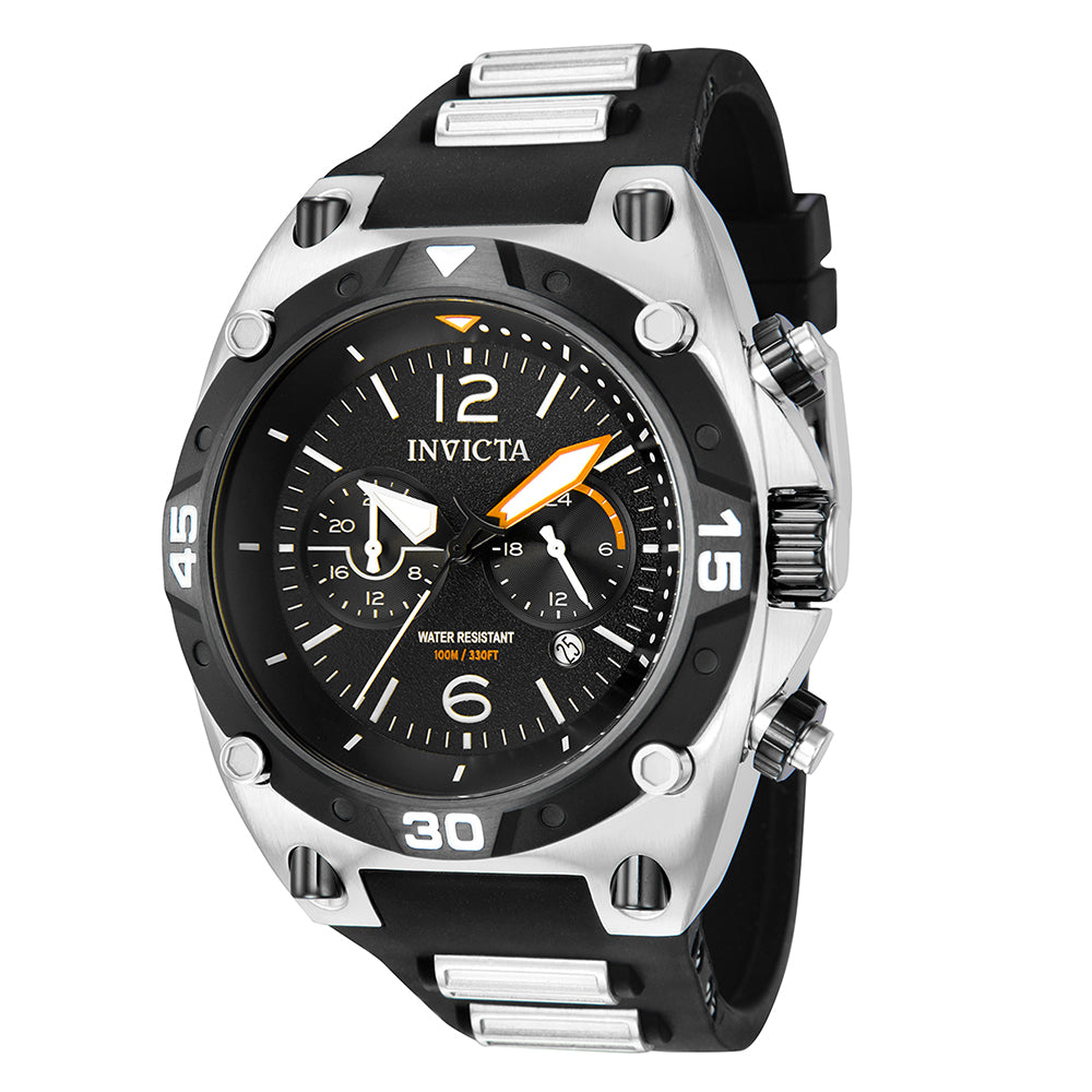 INVICTA Aviator Men's 50mm Stainless Steel Silver Black dial VD31 Quartz