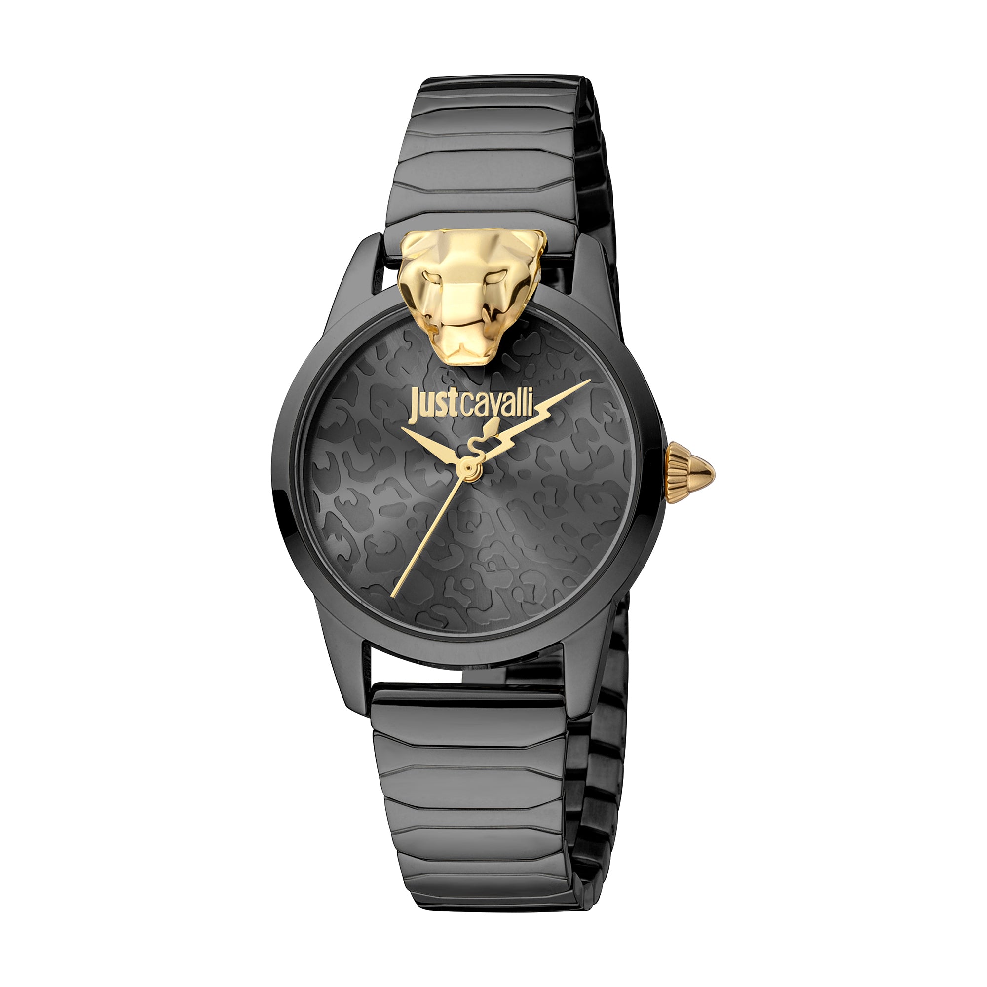 Just Cavalli Black Leather Dress Watch