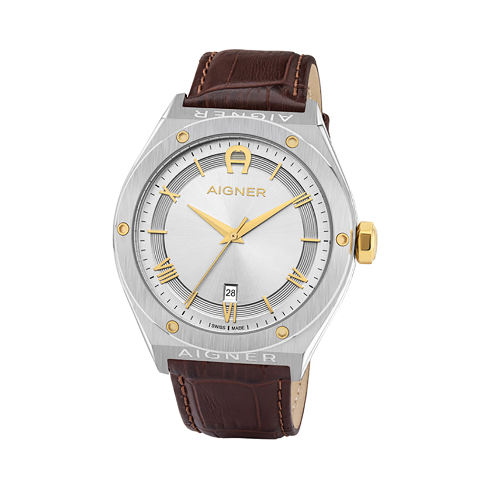 Aigner Taranto Gents Leather Sunray Dial Watch Ma148102 The