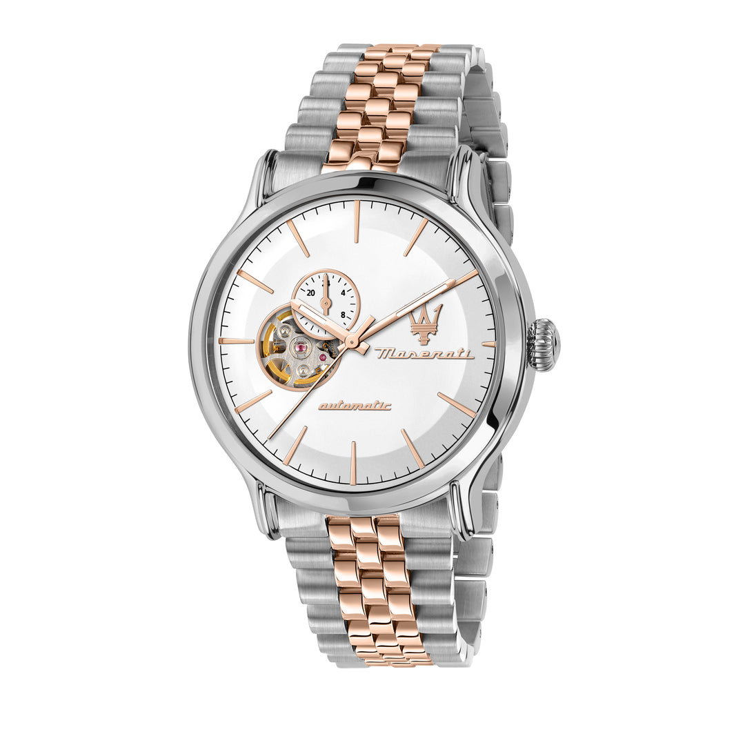 Maserati Men's EPOCA 42MM AUTO W/SILVER DIAL BR SS+RG