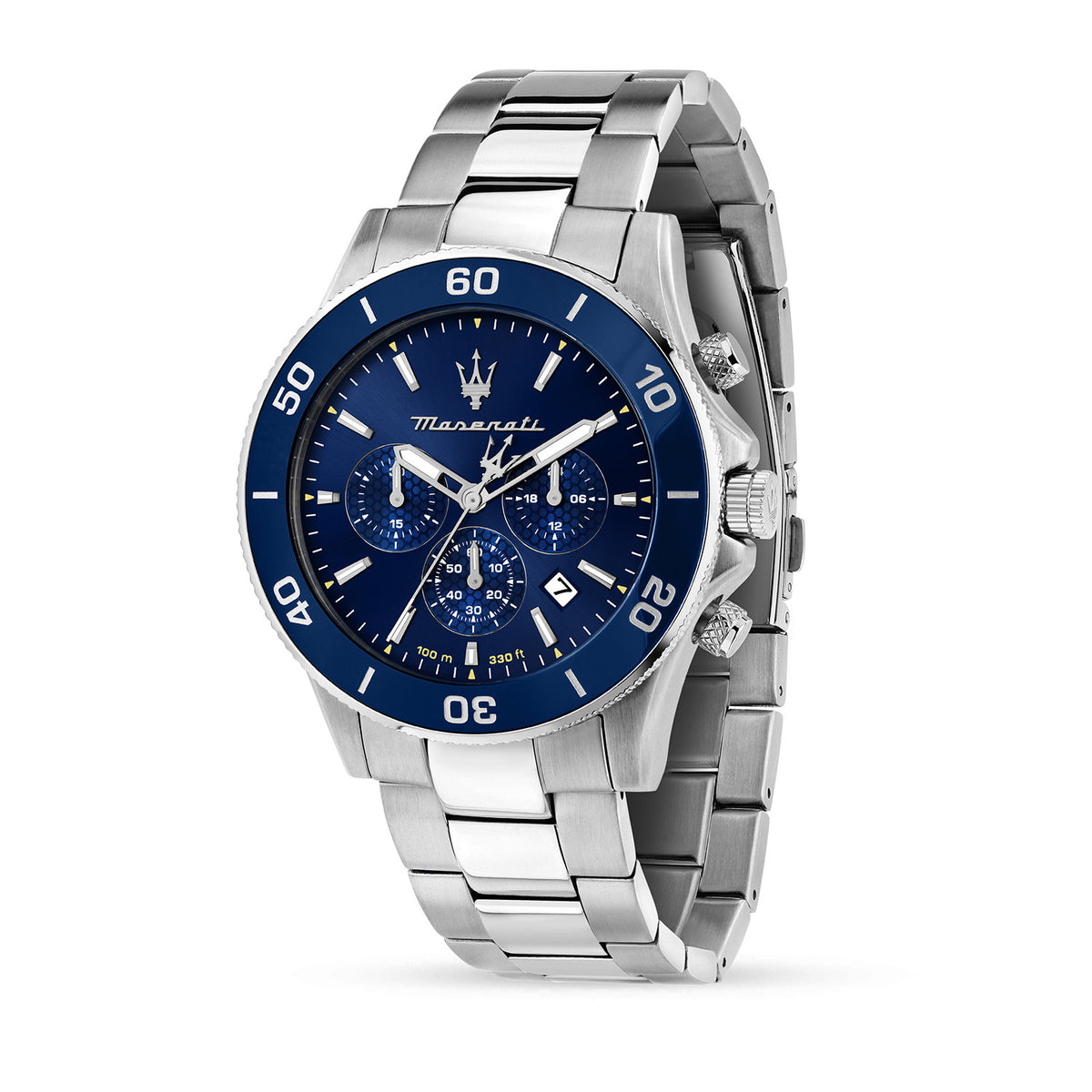 Maserati Competizione 43MM CHR Blue Dial BR SS Men's Watch