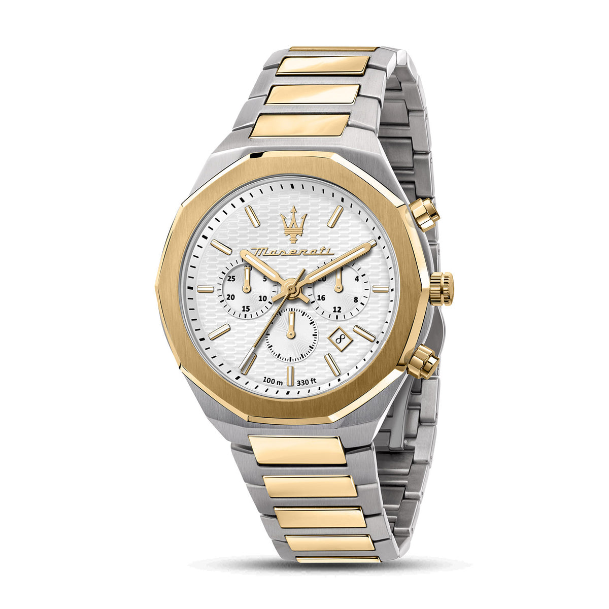 Maserati Stile 45MM CHRO W/Silver Dial BR SS+YG