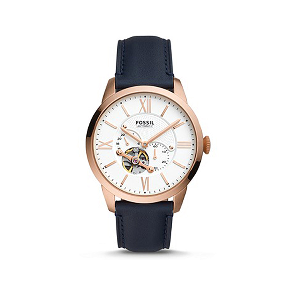 Fossil Fos Auto Men's Watch Gold Plated Leather Strap