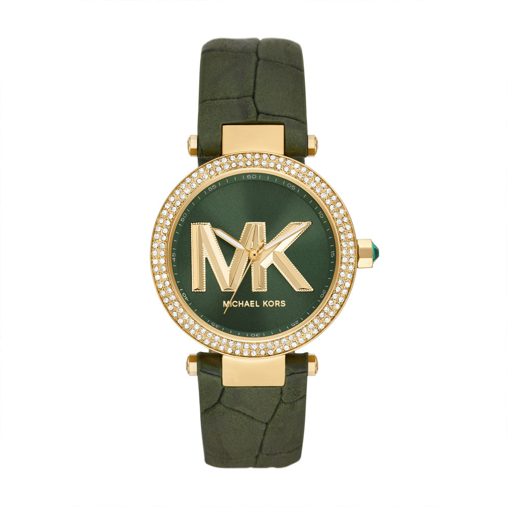 Mk leather hot sale watch