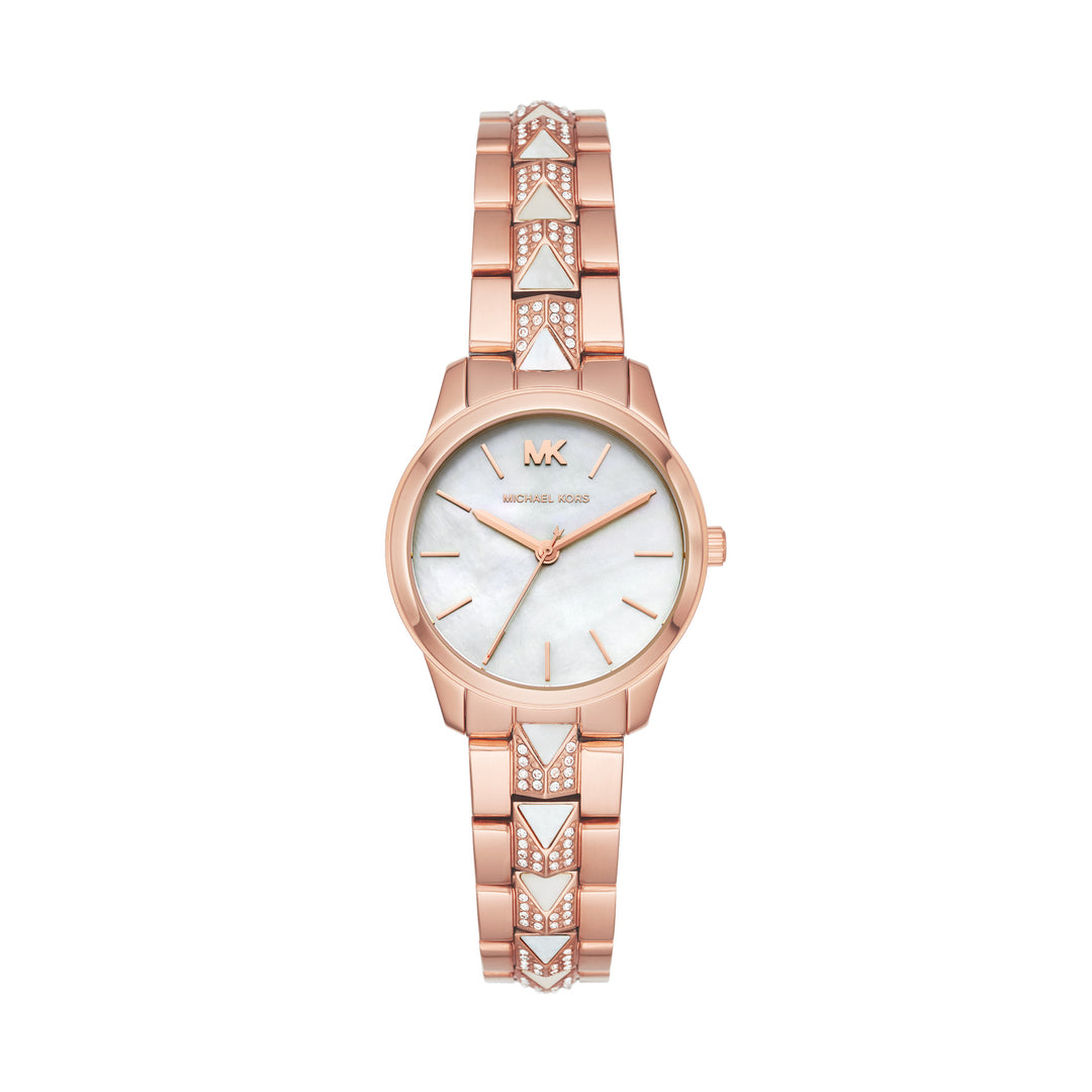 Michael Kors Mother of Pearl Analog Women's Watch Gold Plated Metal Bracelet - MK6674