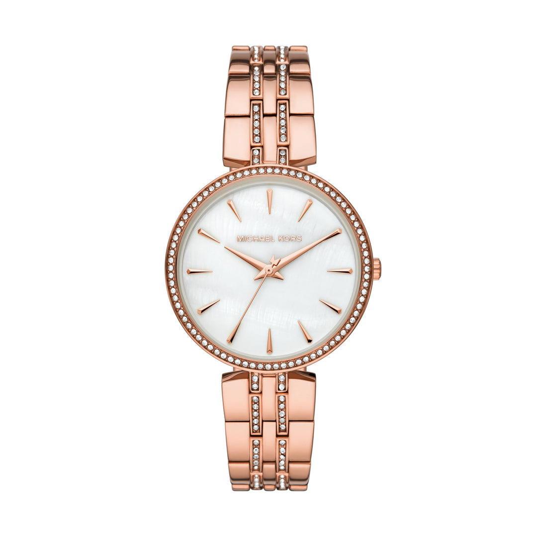 Michael Kors Mother of Pearl Analog Women's Watch Gold Plated Metal Bracelet - MK7168