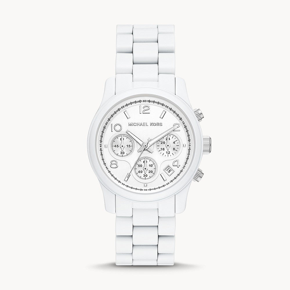 Michael Kors Runway White Stainless Steel Women s Watch The Watch House michael-kors-runway-white-stainless-steel-women-s-watch-the-watch-house
