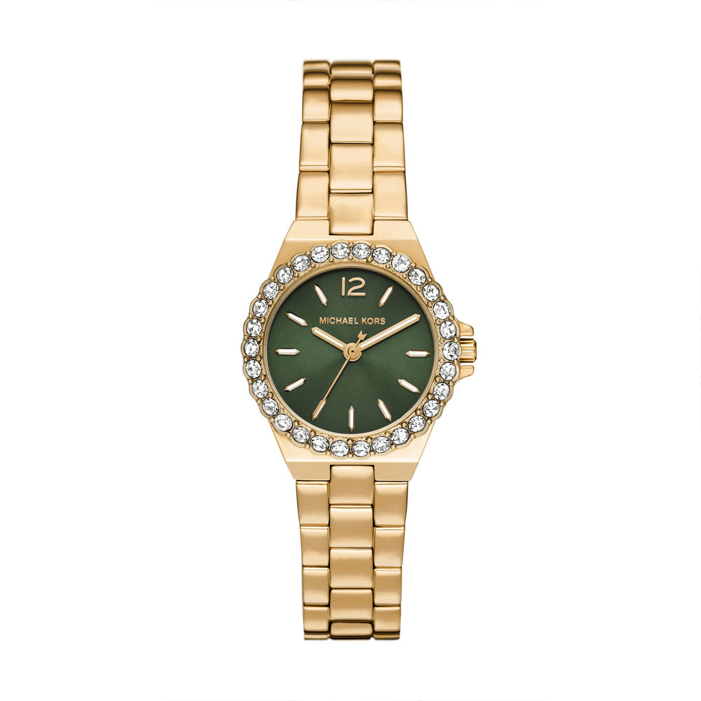 Michael Kors Lennox Women's Three-Hand Gold-Tone Stainless Steel Green Dial Watch - MK7395