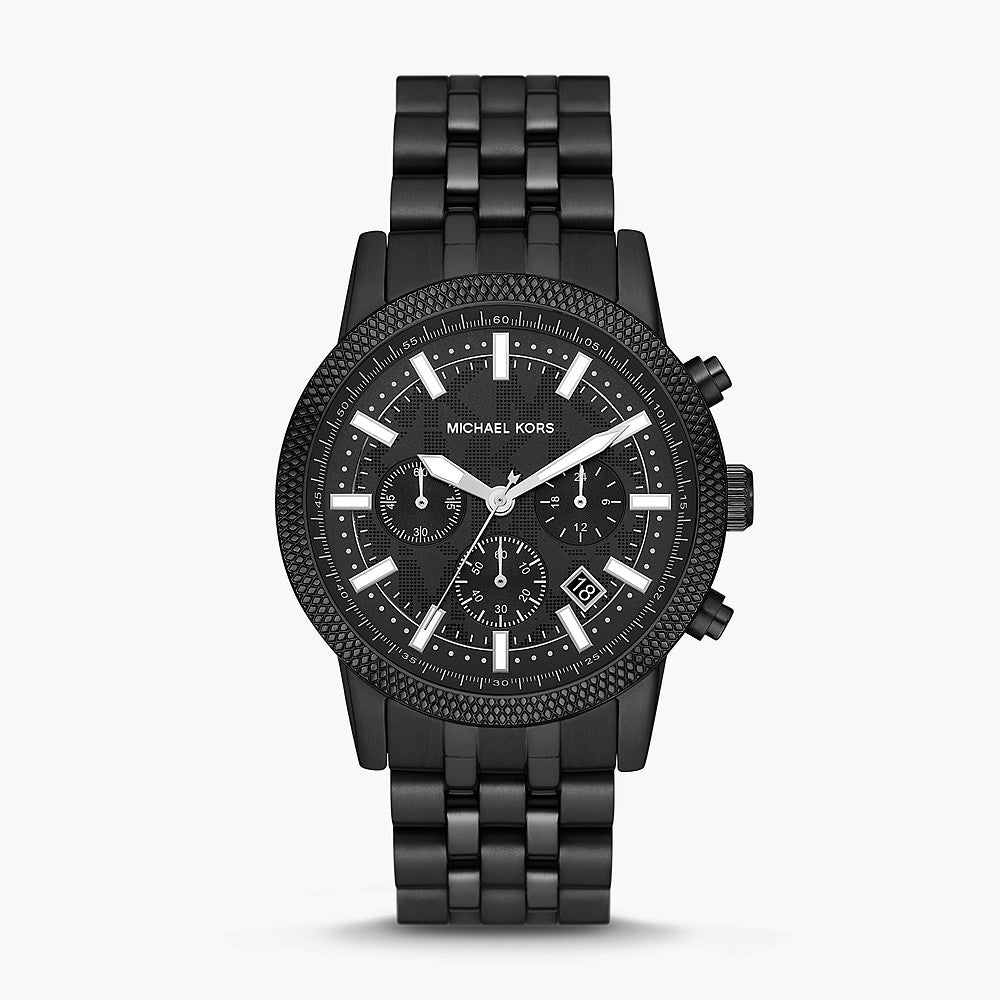 ساعة مايكل كورس هاتون للرجال من الستانلس ستيل باللون الأسود