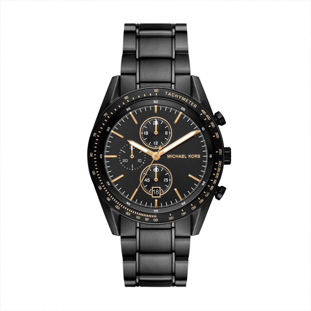 Michael Kors Accelerator Men\'s Chronograph Black Stainless Steel Watch –  The Watch House