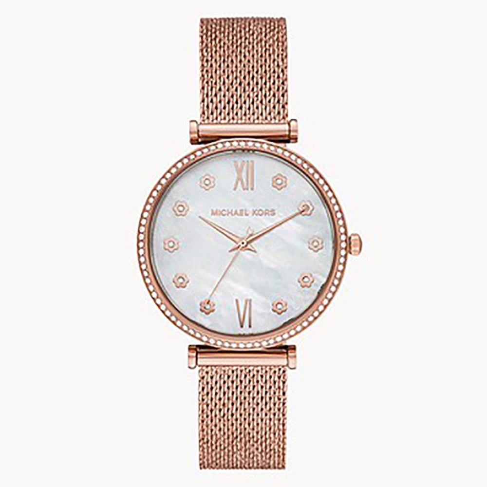 Michael Kors Mother of Pearl Analog Men's Watch Gold Plated Metal Bracelet - MK4531