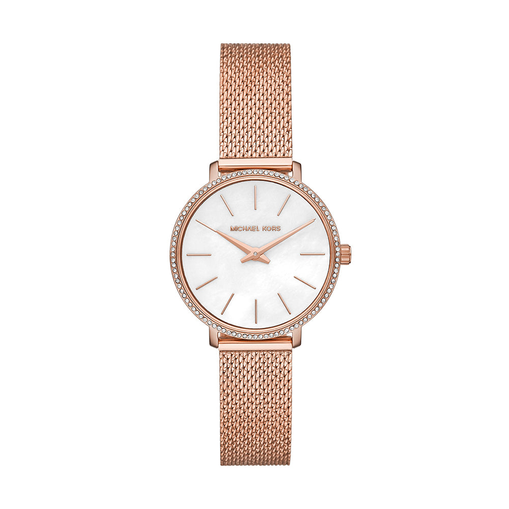 Michael Kors Mother of Pearl Analog Men's Watch Gold Plated Metal Bracelet - MK4588