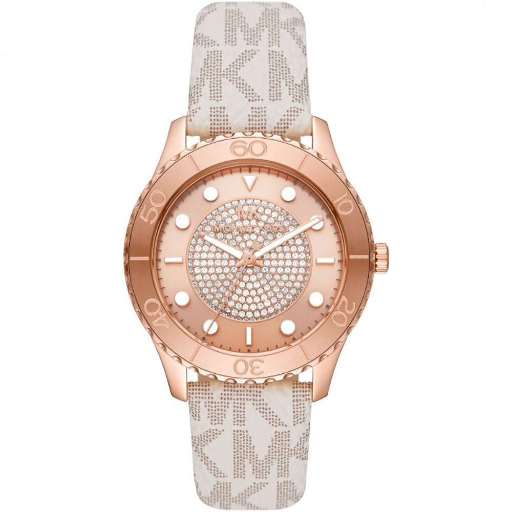 Michael Kors Analog Men's Watch Gold Plated Leather Strap - MK6980