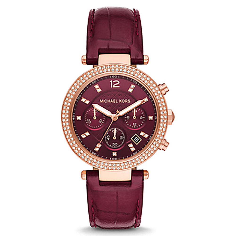 Michael Kors Analog Men's Watch Gold Plated Leather Strap - MK6986