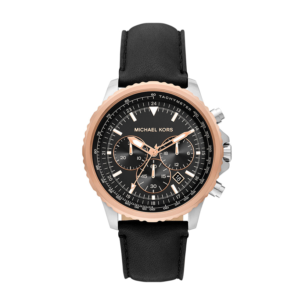 Michael Kors Analog Men's Watch Gold Plated Leather Strap - MK8905