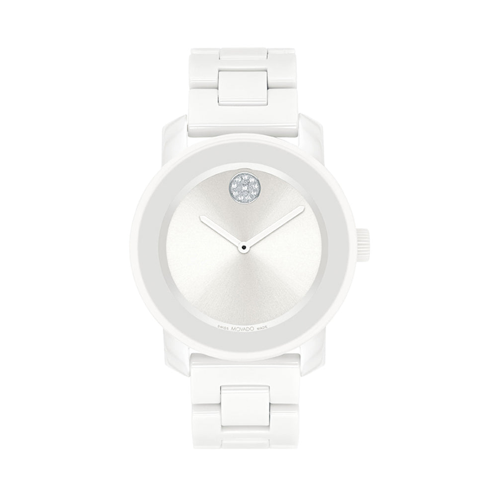 Movado Bold Women's Watch White Tone Case Quartz