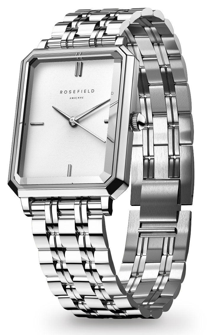 Rosefield Octagon XS White Sunray Steel SilverLadies Watch