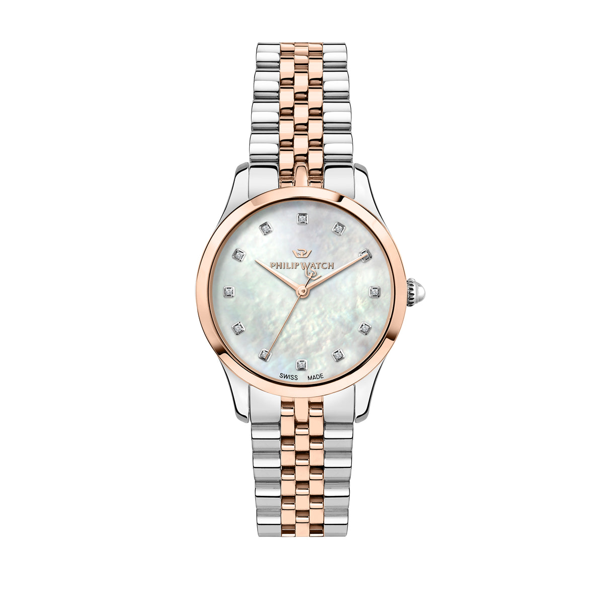 Philip Watch Grace 32MM 3H W MOP Dial W/Diam BR SS+RG