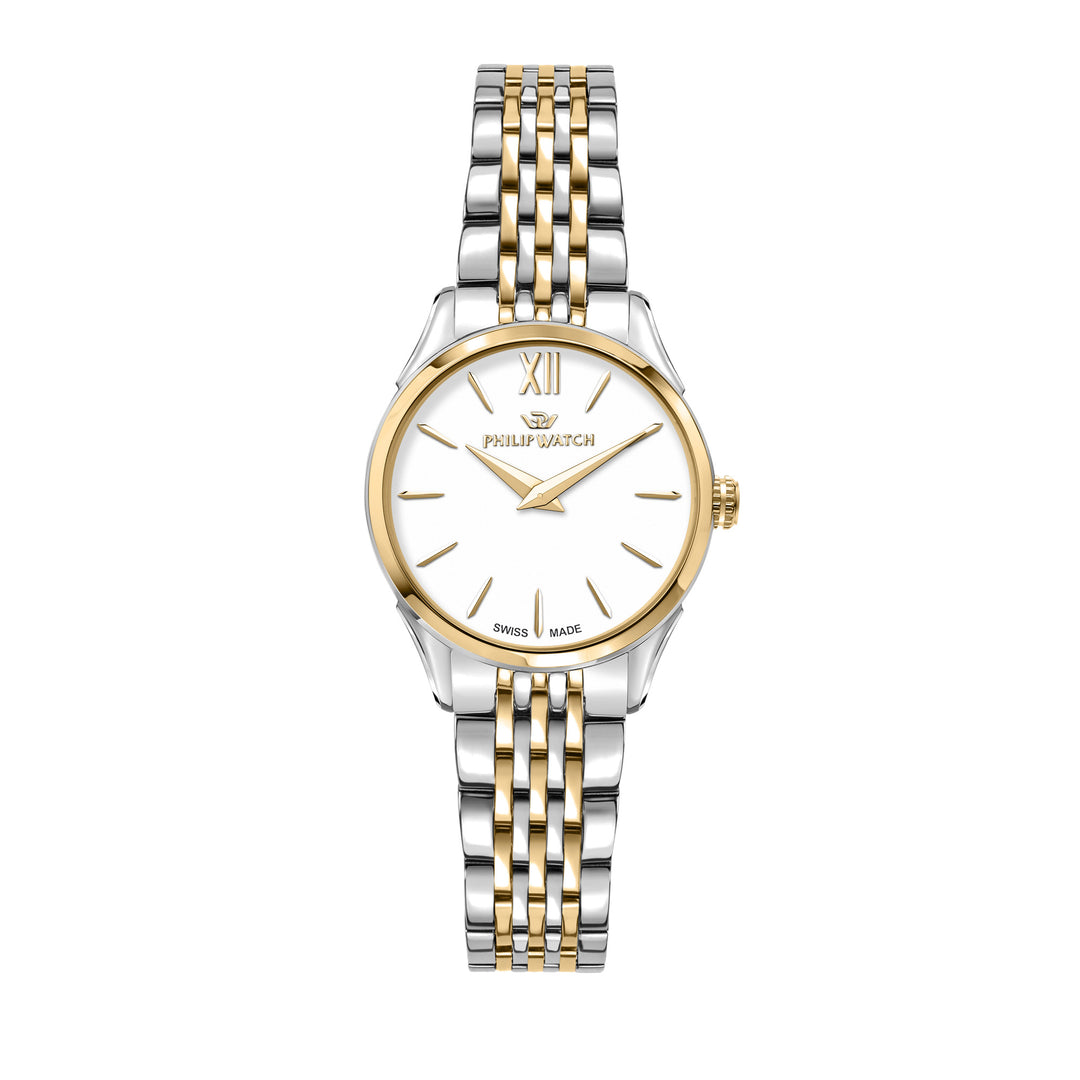 Philip Watch ROMA 28MM 2H WHITE DIAL BR SS+YG