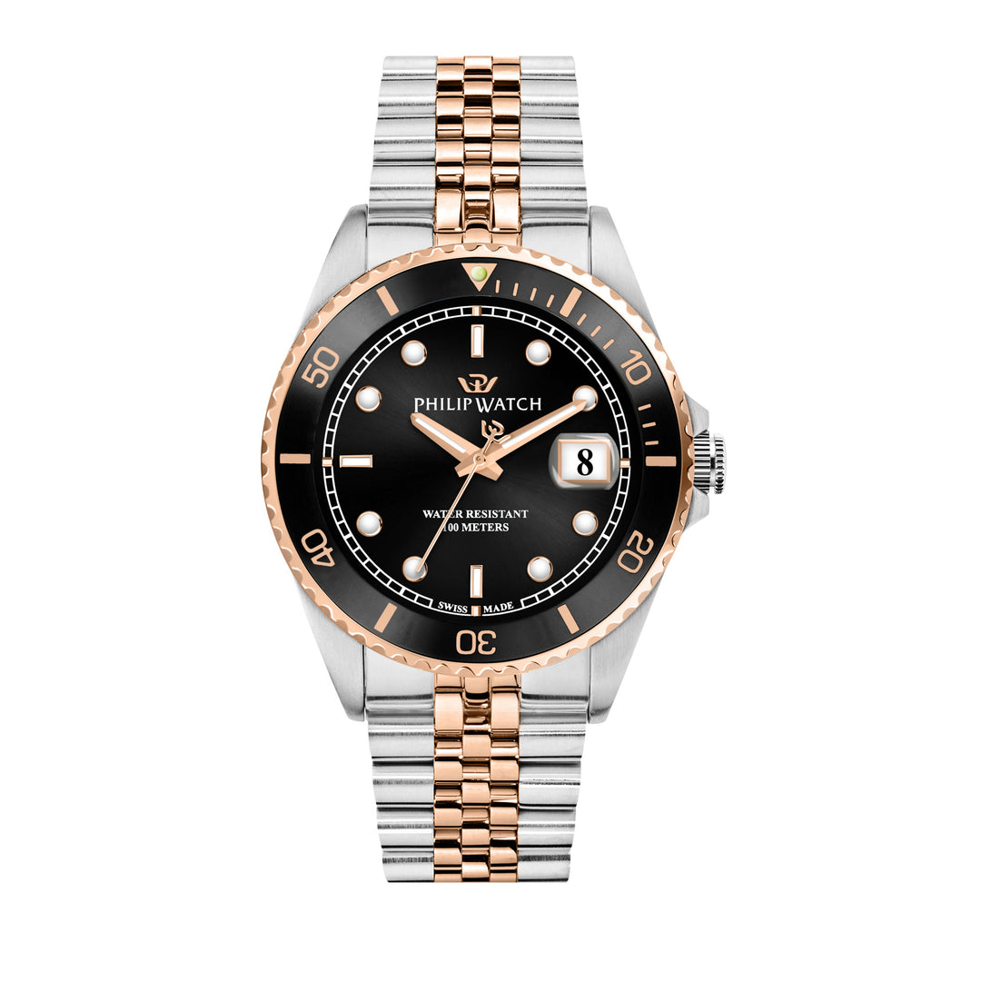 Philip Watch CARIBE 42mm 3H BLACK DIAL BR SS+RG