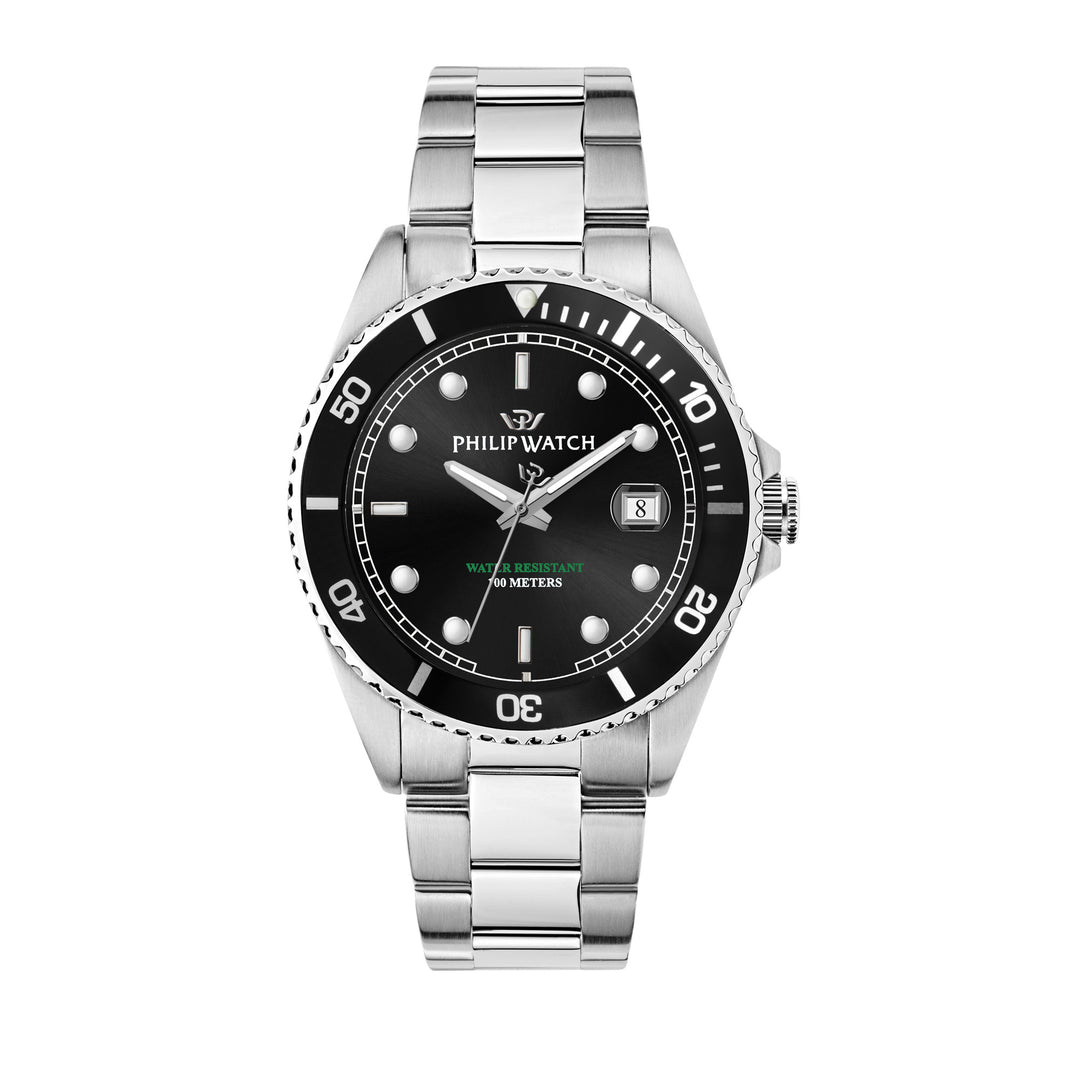 Philip Watch CARIBE 42mm 3H BLACK DIAL BR SS