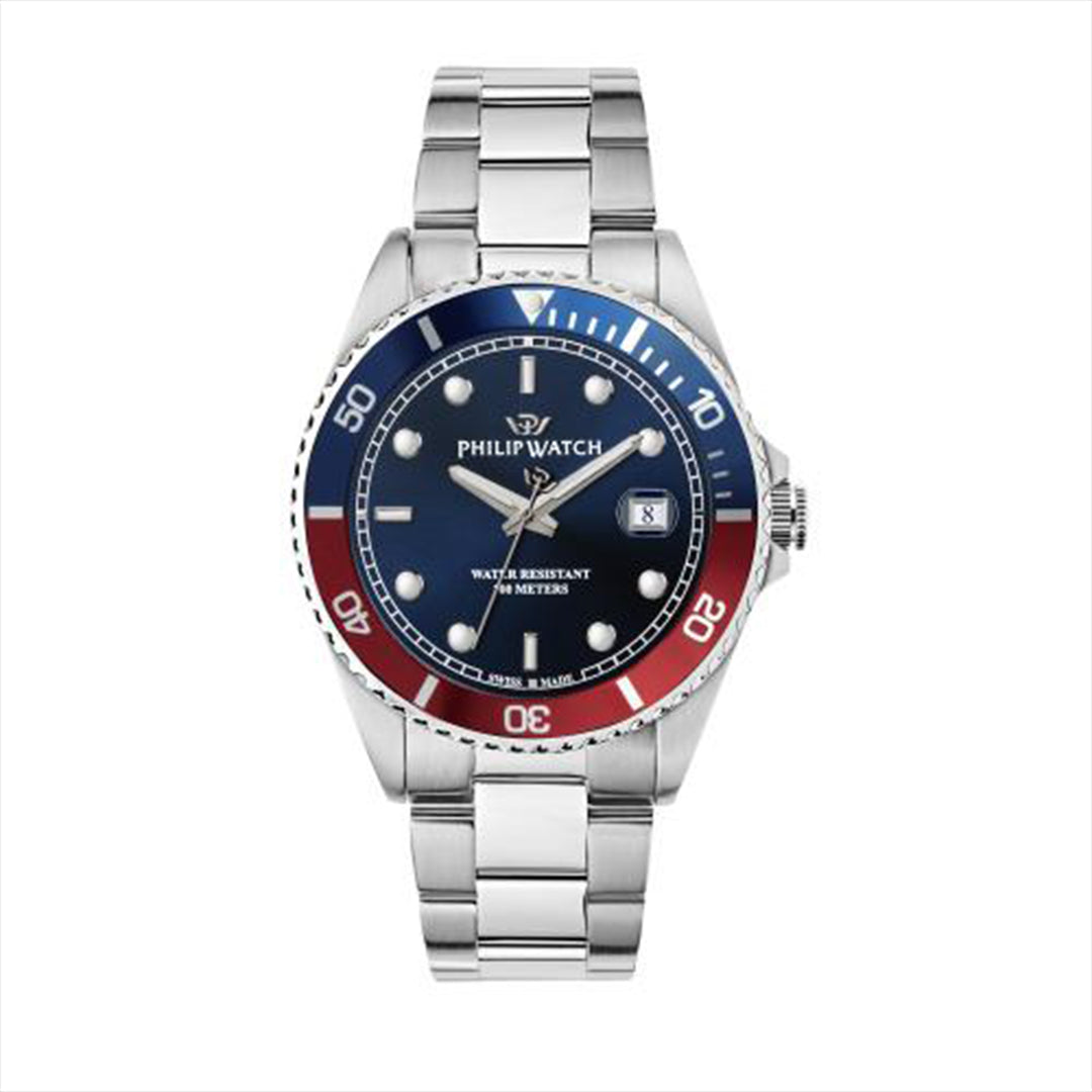 Philip Watch CARIBE 42mm 3H BLUE DIAL BR SS