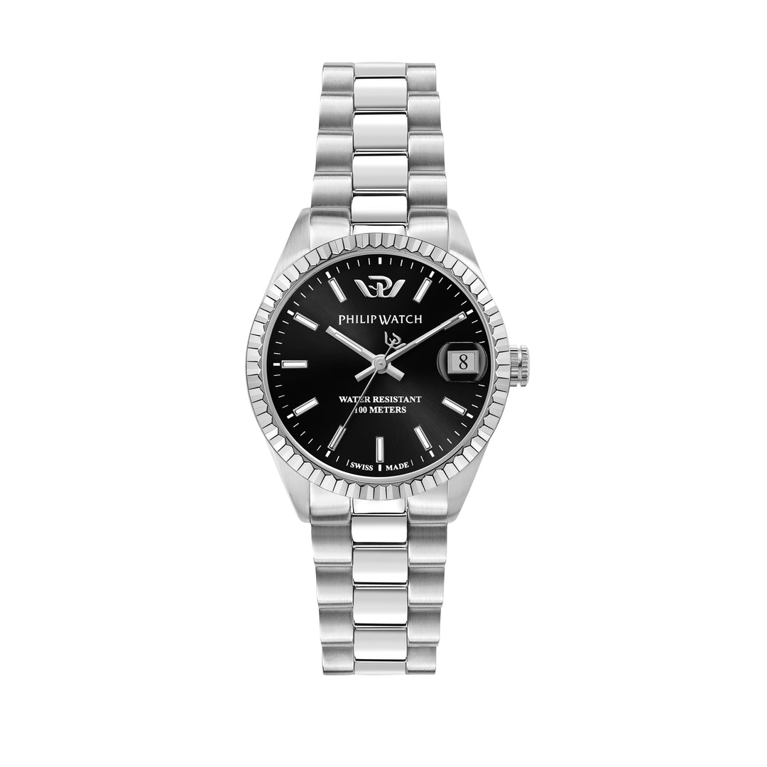 Philip Watch CARIBE 31MM 3H BLACK DIAL BR SS