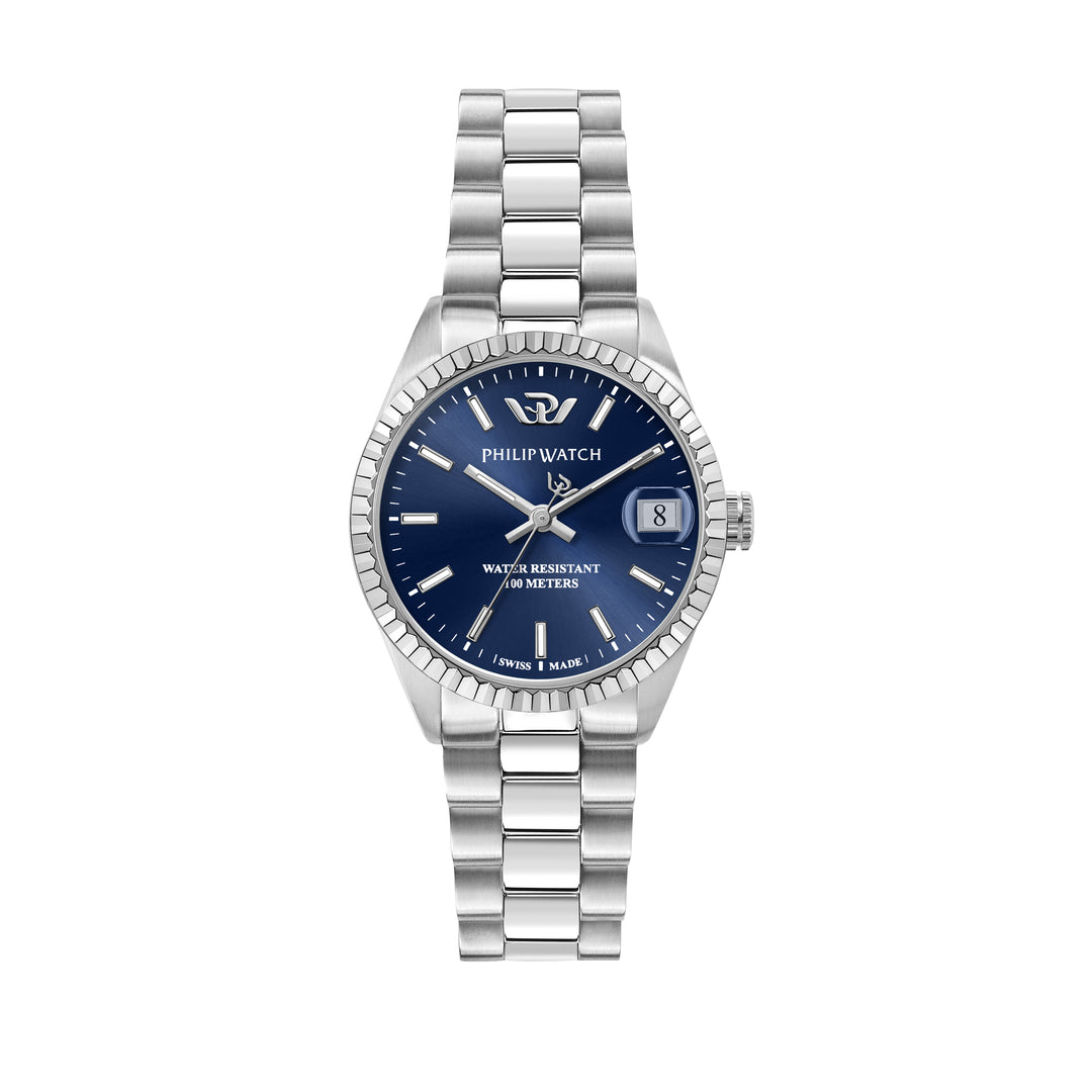 Philip Watch CARIBE 31MM 3H BLUE DIAL BR SS