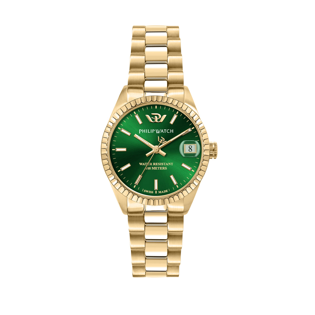 Philip Watch CARIBE 31MM 3H GREEN DIAL BR YG