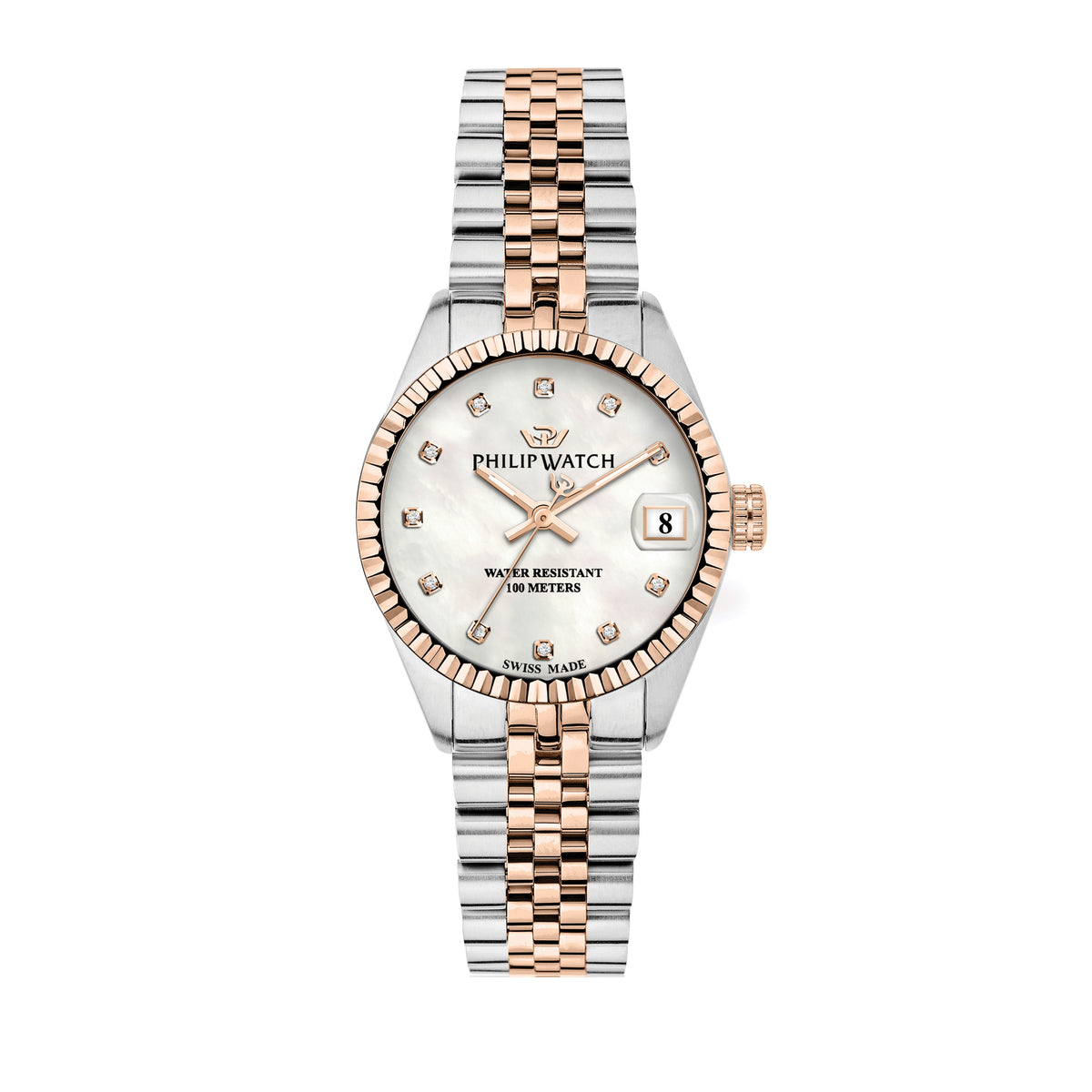 Philip Watch Caribe 31mm 3H MOP Dial W/Diam BR SS+RG