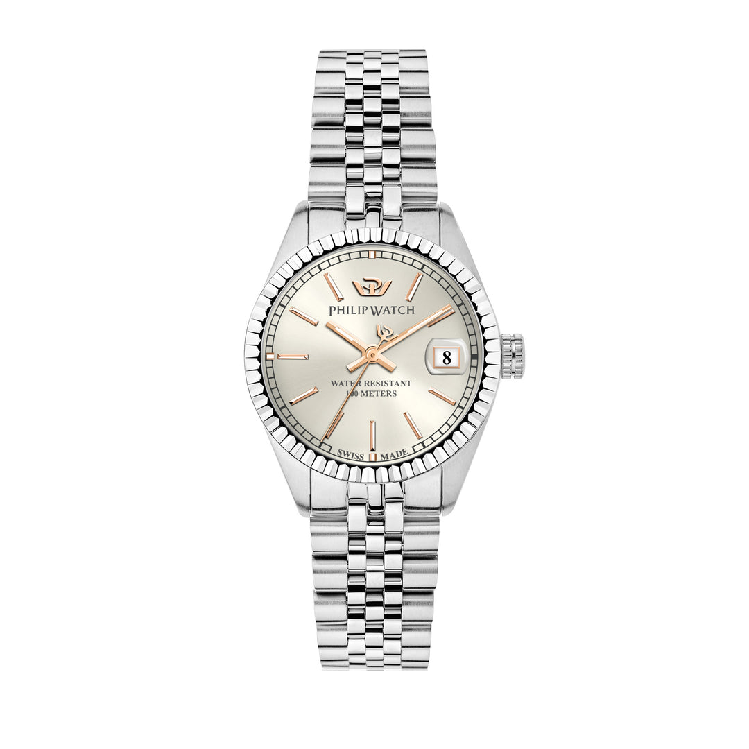 Philip Watch CARIBE 31mm 3H WHITE SILVER DIAL SS BR