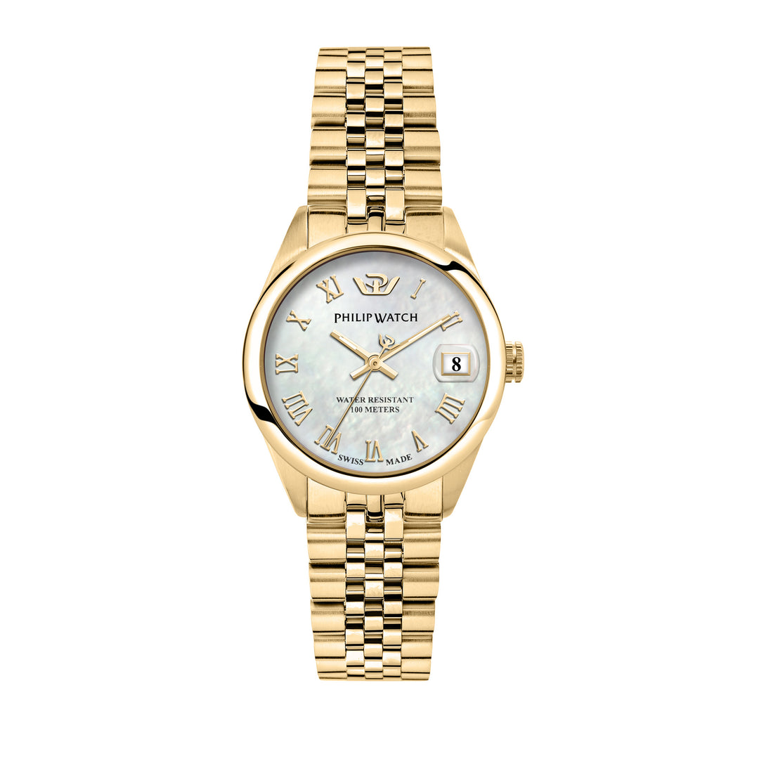 Philip Watch CARIBE 31MM 3H WHITE MOP DIAL BR YG