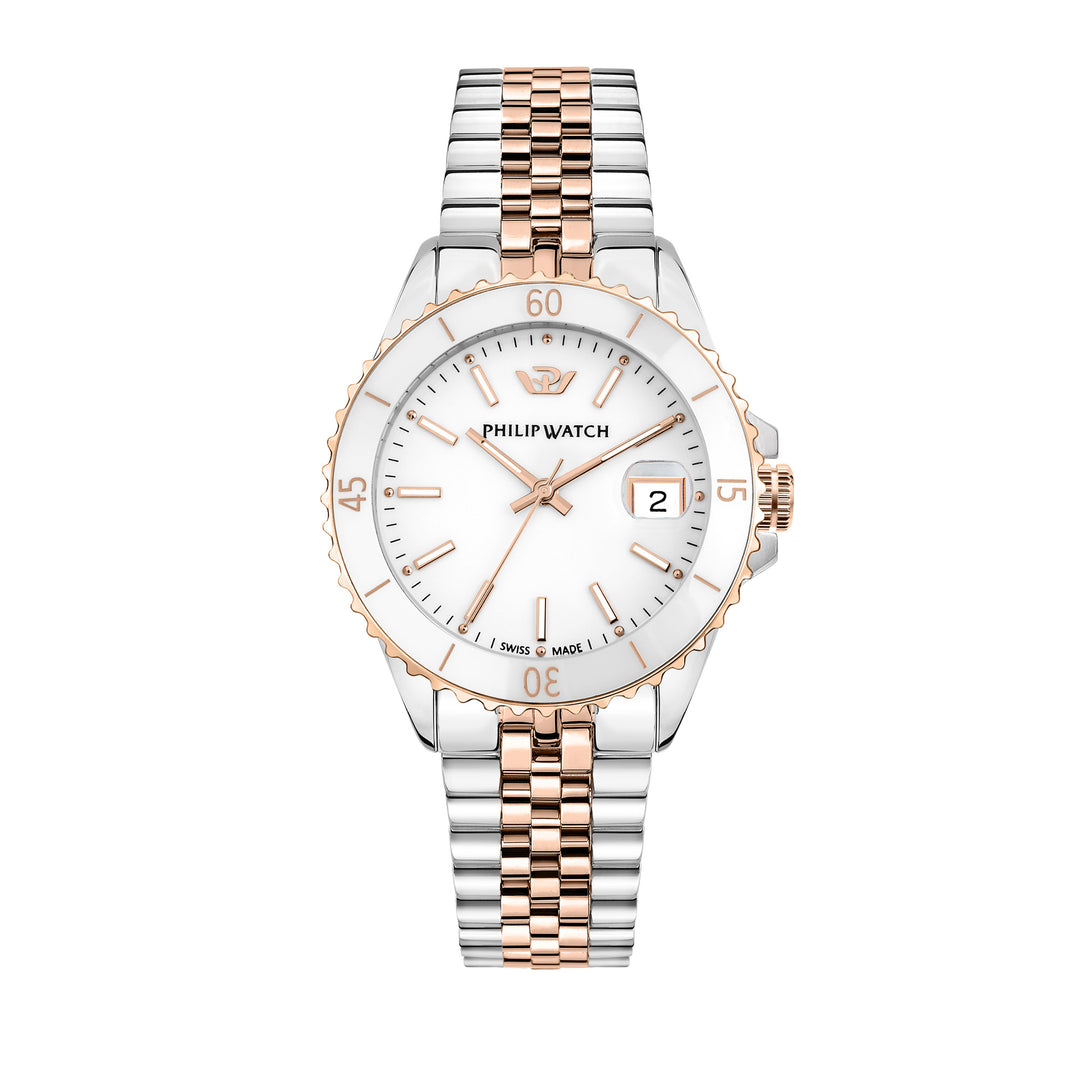 Philip Watch CARIBE 35MM 3H WHITE DIAL BR SS+RG