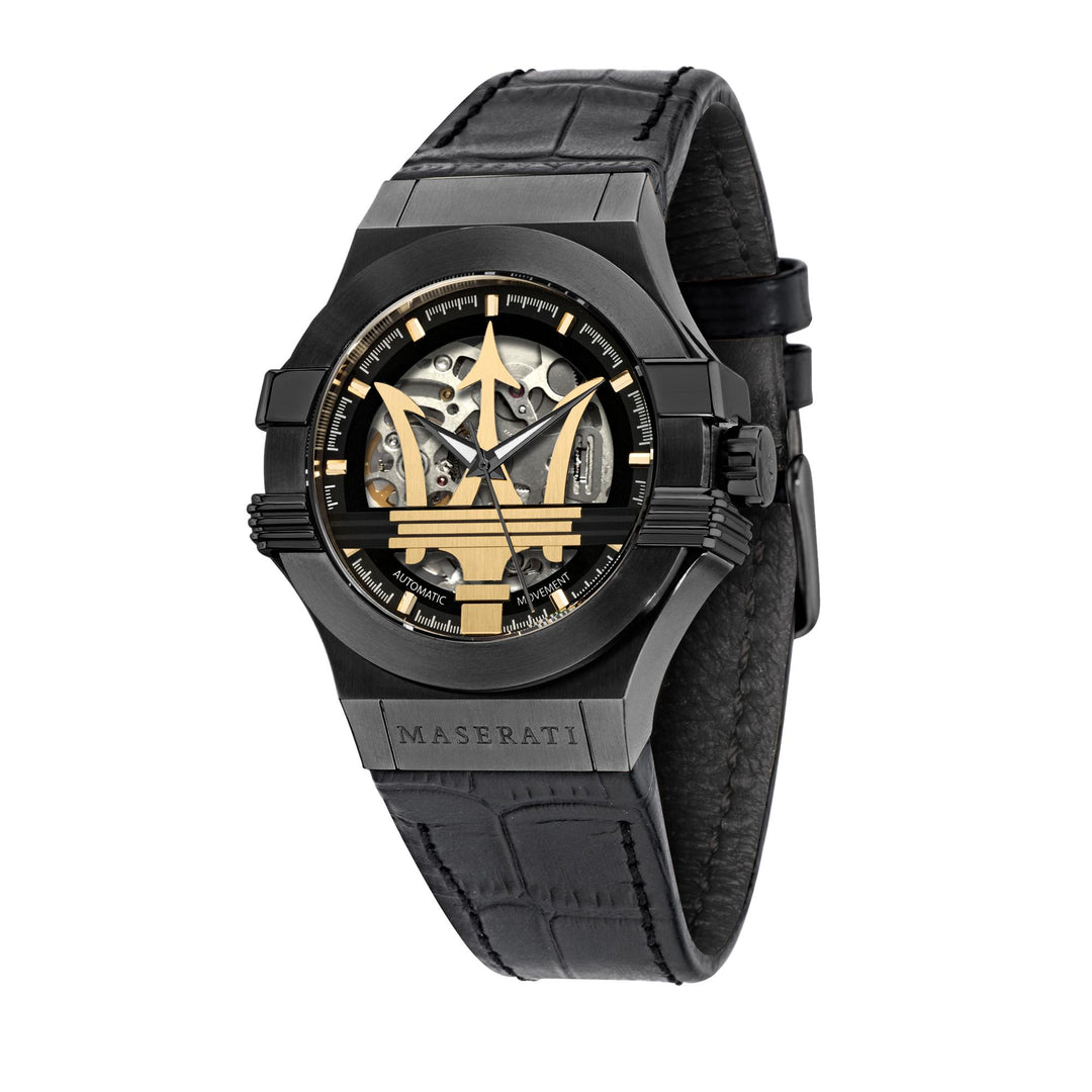 MASERATI POTENZA AUTO 42MM BLK DIAL BLK ST YG PVD