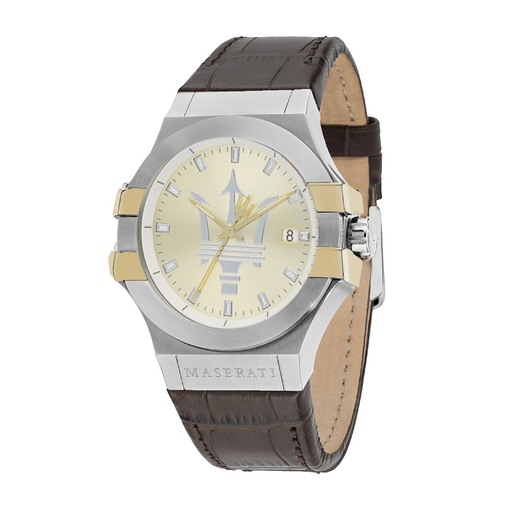 MASERATI POTENZA 42mm 3H BLACK DIAL BROWN STRAP