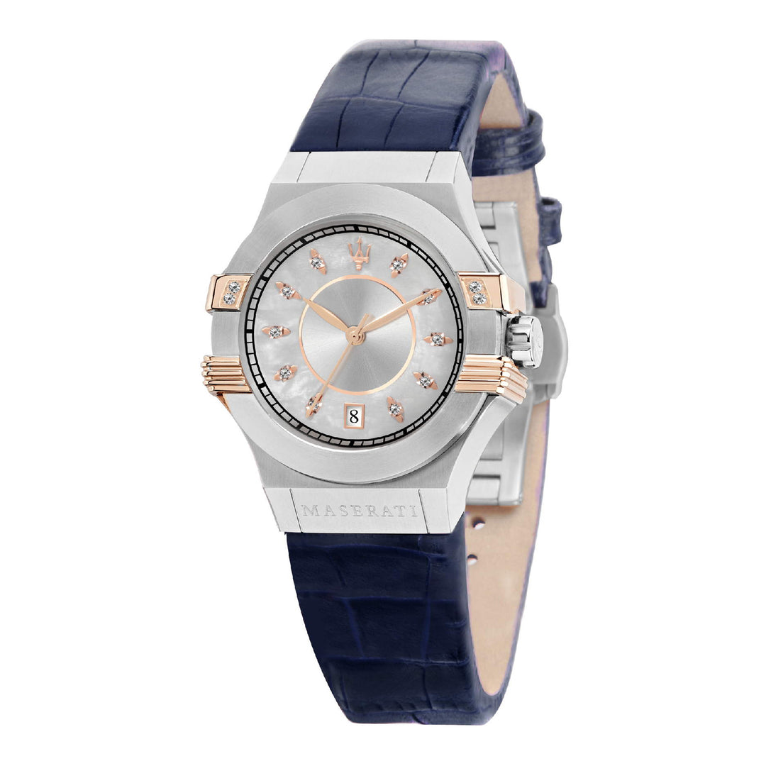MASERATI POTENZA 35mm 3H SILVER DIAL BLUE STRAP
