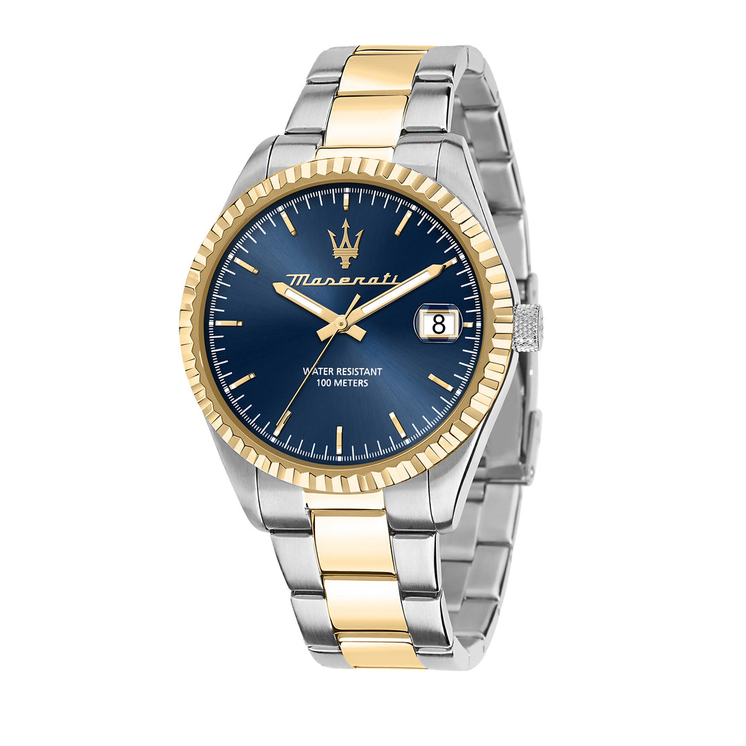 MASERATI COMPETIZIONE 43MM 3H BLUE DIAL BR SS+YG