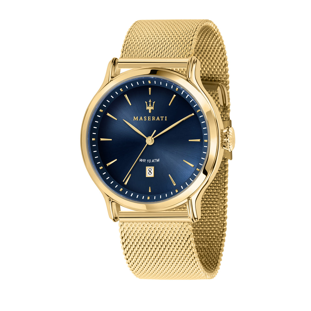 MASERATI EPOCA EXT 42mm 3H BLUE DIAL MESH BAND YG