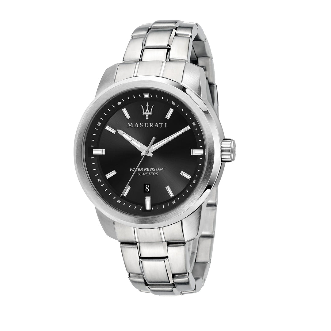 MASERATI SUCCESSO EXT 44MM 3H BLACK DIAL BR SS
