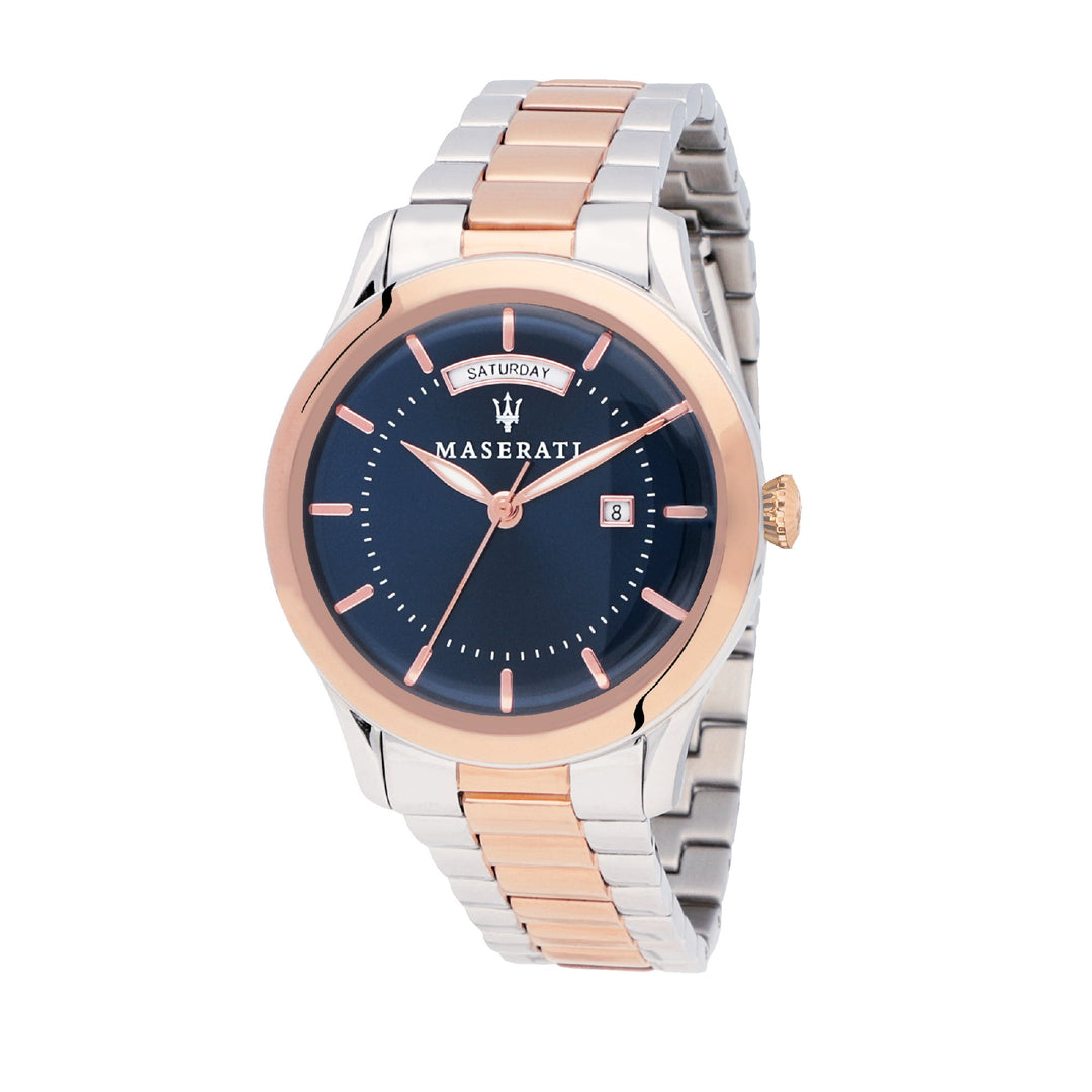 MASERATI TRADIZIONE 40mm 3H BLUE DIAL SS+ RG BR