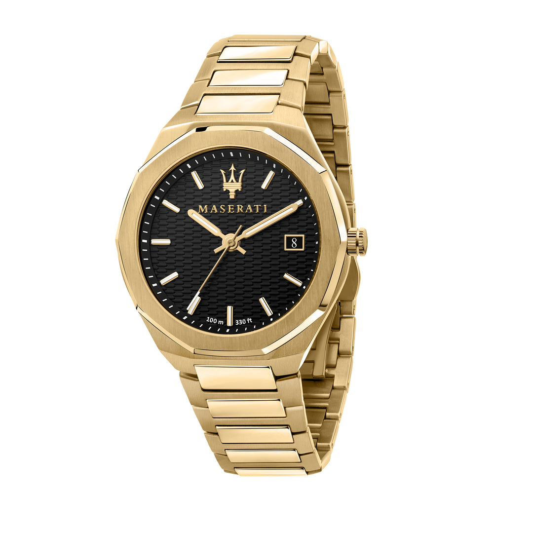 MASERATI STILE 42MM 3H BLACK DIAL BR YG