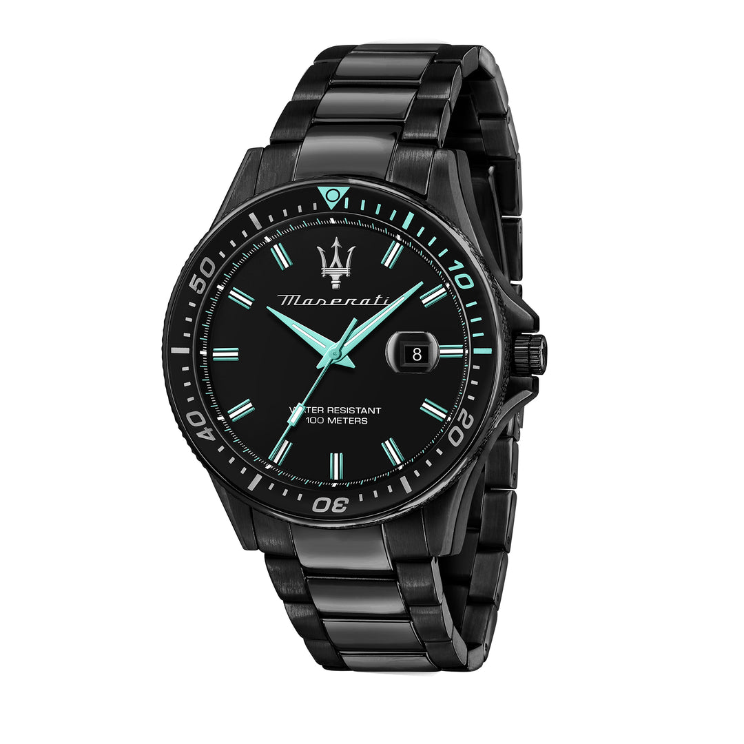 MASERATI AQUA EDITION SFIDA 44 3H BLK DIAL BR BLK